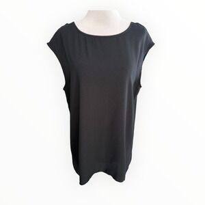 Halogen Black V Back Cap Sleeve Top Womens Medium